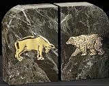 Bull and Bear - Wall Street - Marble Bookends - Ships Immediatly !!