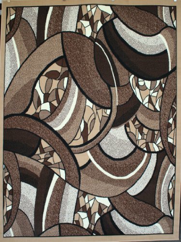 Generations pre8005_8x11 Brand New Contemporary Modern Square and Circles Area Rug, 8' x 10', Brown/Beige
