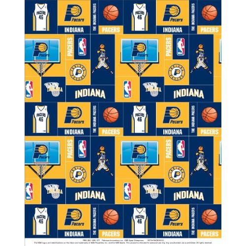 NBA Indiana Pacers Boxes Basketball Print Fleece Fabric By