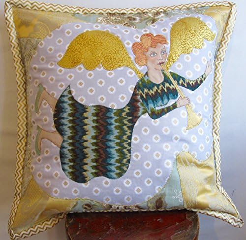 Angel pillow with gold binding, 20"