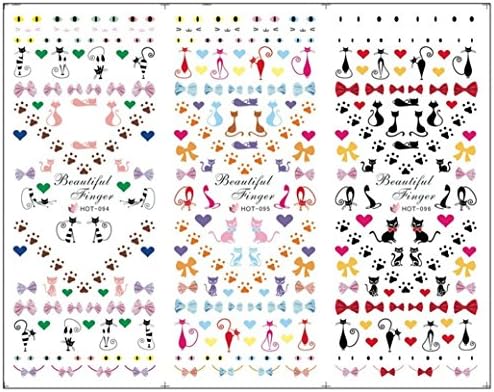 3 in One, 3d Black Cat Nail Wraps Water Slide Nail Art Decals / Tattoo / Stickers