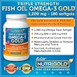 #1 Omega 3 Fish Oil Capsules - Triple Strength Omega 3 GOLD - 1200mg, 180 Softgels (Contains 1,060 mg of Omega 3 per Softgel) (Pharmaceutical Grade) (1000mg EPA + DHA)