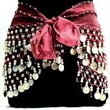 Red Belly Dance Skirt With Gold Coins (Great Gift Idea)