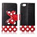 Yakamoz Lovely Cute Black Red Bow Bowkot Polka Dot Leather Flip Wallet Stand Case with Card Slots for Apple iPhone 5 5S with Free Screen Protector & Stylus Pen