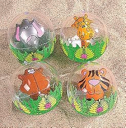 12-Pack Inflatable Clear Jungle Zoo Animal Beach Balls