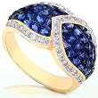 One of a Kind 2/5ctw Diamond & Sapphire Cocktail Ring (GH/VS-SI) in 18k Gold