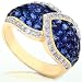 Jewelry : One of a Kind 2/5ctw Diamond & Sapphire Cocktail Ring (GH/VS-SI) in 18k Gold