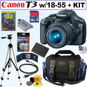 Canon EOS Rebel T3 12.2 MP CMOS Digital SLR Camera with EF-S 18-55mm f/3.5-5.6 IS II Zoom Lens + 16GB Deluxe Accessory Kit