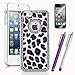 Pandamimi Deluxe Purple Fashion Sweety Girls Leopard Bling Diamond Rhinestone Hard Case Cover for iPhone 5 5G with Screen Protector and Stylus