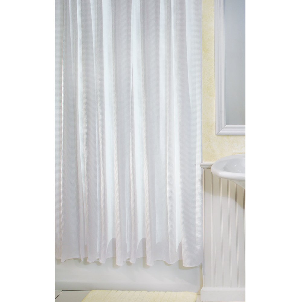 InterDesign Cotton Blend Fabric Shower Curtain, 72 x 72Inch, White
