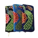 New High Quality Fashion Chinese Traditional Style Double-sided Embroidery Floral Long Clutch Purse Zip around Wallet