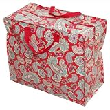 Recycled Vintage Red Paisley Jumbo Storage Bag