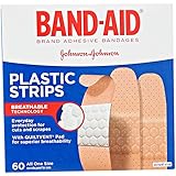 Band-Aid Brand Adhesive Bandages, Plastic Strips, Assorted, 60 Count