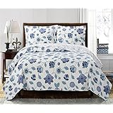 Miranda King / California-King Size, Over-Sized Coverlet 3pc set, Luxury Microfiber Printed Quilt by Royal Hotel