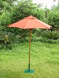 1.8M DELUXE HARDWOOD GARDEN FURNITURE PARASOL WITH RATCHET TERRACOTTA