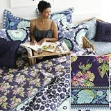 Amy Butler Dream Poppy 400 Thread Count Sheet Set Full (Navy)