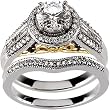 14K Two-Tone Gold Diamond Wedding Set Semimount - 0.60 Ct. - CENTER STONE NOT INCLUDED
