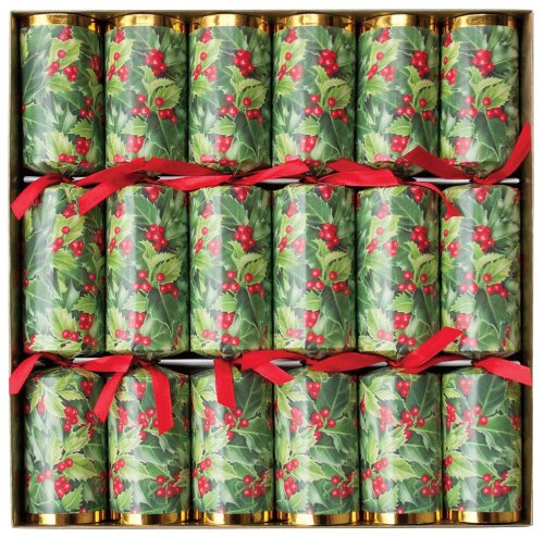 Caspari Celebration Crackers, 12-1/2-Inch, Holly