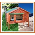 wetterfester Kaninchenstall W�rme-isoliert mit Bitumendach 127 x 66 x 110 cm, 4cm-Wandst�rke mit Vollholz-Styropor-Plexiglas-Isolierung +Reinigungswanne, 3 T�ren, Rollo, Allwetter-Hasenstall mit W�rmed�mmung Hasen Kaninchen Meerschweinchen Nagerk�fig K�fig Nagerhaus Kleintiere Hasenstall Kleintierstall D�mmung und Schutz vor Wind, Regen, K�lte, Vollholz, Massivholz