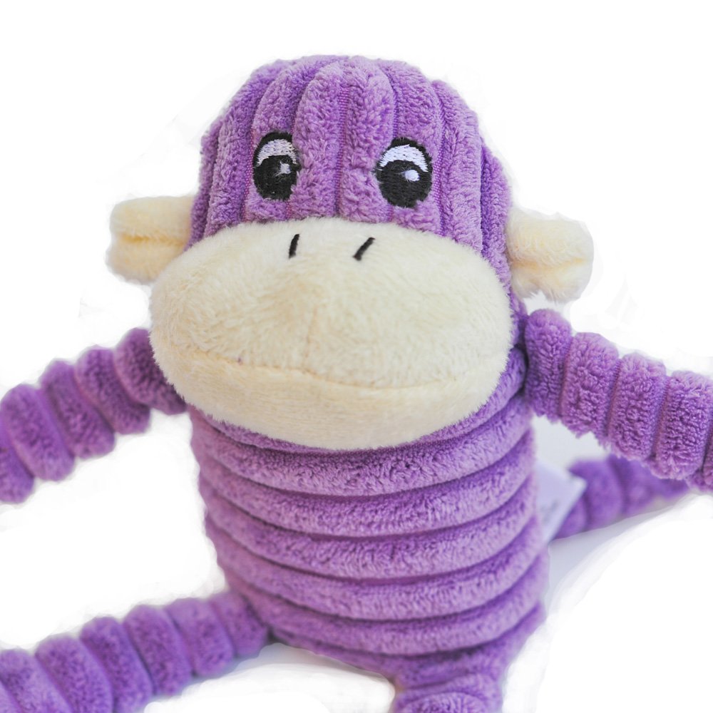 ZippyPaws Spencer the Crinkle Monkey Purple- Squeaky Plush Dog Toy