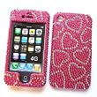 Apple iPhone 4 & 4S Snap-on Protector Hard Case Rhinestone Cover "Candy Hearts" Design
