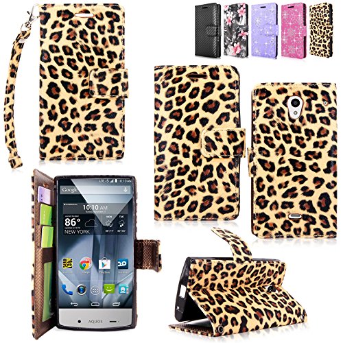 Sharp Aquos Crystal - Cellularvilla Pu Leather Wallet Card Flip Open Pocket Case Cover Pouch For Sharp Aquos Crystal 306SH (Brown Leopard)