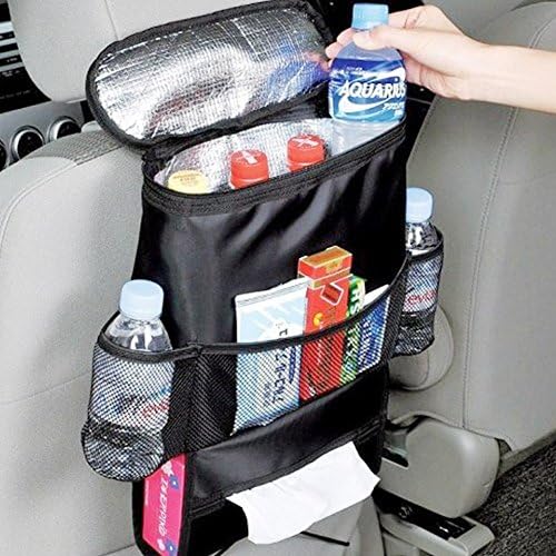 ILOVEDECOR Multi Pocket Travel Storage Bag - Car Back Seat Organizer Storage Bag Cooler Wrap Bottle Bag with Mesh Pockets (Heat-Preservation)