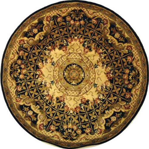 Safavieh Classic CL304A Black 8' Round Handmade Wool Area Rug