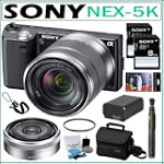 Sony Alpha NEX5 Black 14.2MP HD Digital Camera in Black with Sony SEL16F28 16mm E-Lens And SEL1855 18-55MM Lens + 16GB Deluxe Accessory Kit **With New Firmware Update**