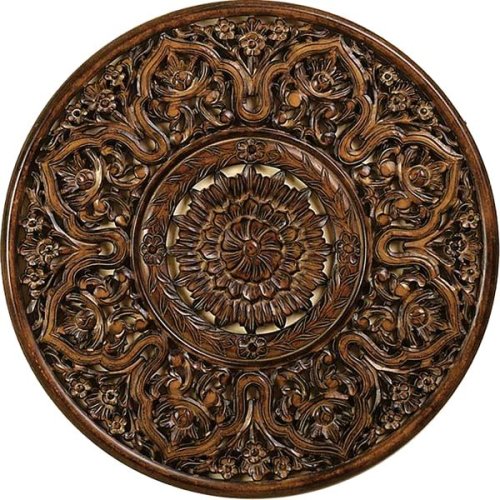 Beautiful Ancient Style HAND CRAFTED WOODEN CIRCLE WALL PLAQUES (Set of 6)