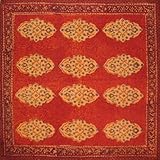 Kensington Block Print Cotton Table Napkin 18" x 18" Red Orange