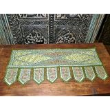 Yellow Green Beads Sari Toran Wall Tapestry Topper Valance Free Shipp