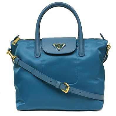 Prada BN2106 Turquoise Blue Tessuto Saffian Nylon and Leather ...  