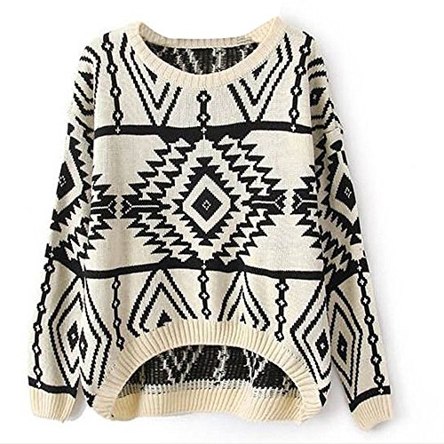 Genluna Women Sweater Round Neck Long Sleeve Knitted Pullover Jumper Loose