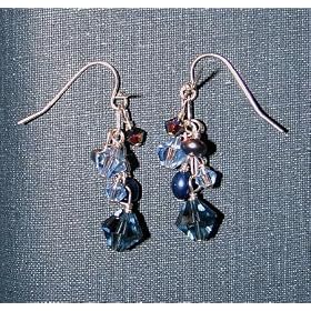Click here to buy Denim Blue Swarovski Crystal and Pearl Cluster Earrings by Peace Unique.