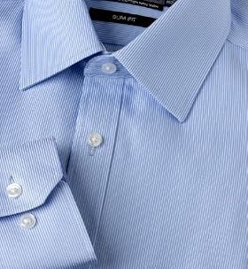 Pure Cotton Slim Fit Rib Stripe Shirt By Marks and Spencer