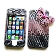 Apple iPhone 4 & 4S Snap-on Protector Hard Case Rhinestone Cover "Pink Ribbon" Design