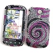 Samsung Epic 4G (Sprint) Snap-on Protector Hard Case Rhinestone Cover "Black & Pink Swirly" Design