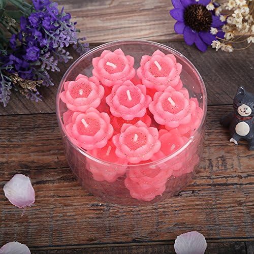 Chocohoney Rose Flower Candle in Tea Lights, Floating Candles, Scented Tea Lights, Aromatherapy Relax, 21 PCS (Pink)