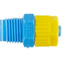Tefen Fiberglass Polypropylene Compression Tube Fitting, Adapter, Yellow/Blue, Tube OD x BSPT Male