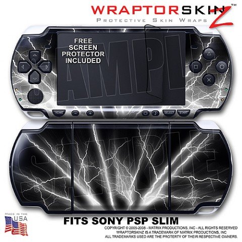 Lightning White WraptorSkinz Skin and Screen Protector Kit fits Sony PSP Slim