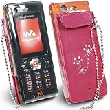 Electronics : Trinity Crimson Leather Case for Sony Ericsson W880 W880i 890 890i with Original Swarovski Crystals