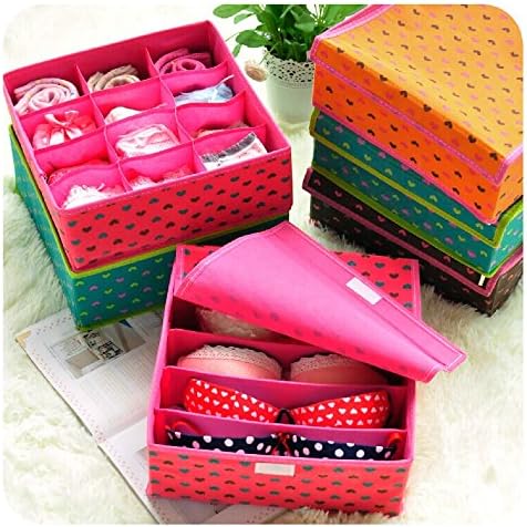 Luxbon 3pcs Per Lot Closet Cloths Bra Underwear Socks Storage Bins Box Container Cabinet Organizer Set-Pink