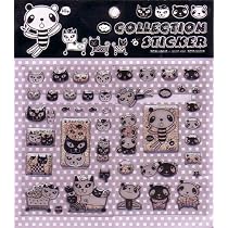 Black and White Panda and Kitty Jumbo Sticker Sheet