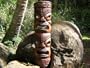 DOUBLE HEADED MASK 39" - ACACIA WOOD - OCEAN TIKI