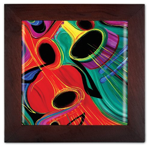 Green Guitar Ceramic Trivet & Wall Decoration