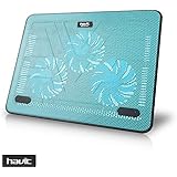 HAVIT&reg; HV-F2066 15.6"-17" Laptop Cooler - Three Quiet 110mm Fans at 1,000RPM, With LED, Ultra-portable and Light Weight (3 Fans) (Blue)