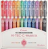 Pilot Hi-Tec-C Maica Gel Ballpoint Pen, 12 Color Set, Fine (LHM180C4-12C)