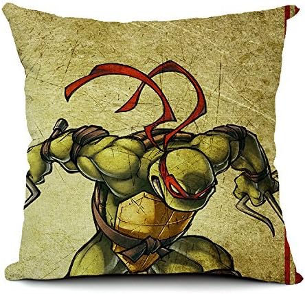 TFS Cotton Linen Leaning Cushion Covers Square 17.7"*17.7" Throw Pillow Case,Teenage Mutant Ninja Turtles cartoon movie 001