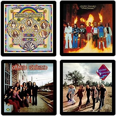 Lynyrd Skynyrd Coaster Collection - (4) Different Album Covers Reproduced Onto Absorbent, Soft, Drink Coasters - by N2Pics
